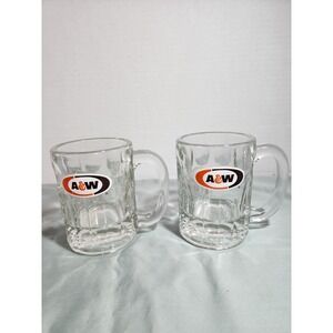 Vintage A&W Root Beer Mugs 4½inch Tall Oval Logo Set Of 2